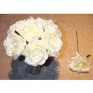 7 Ivory Luxury Silk Open Roses
