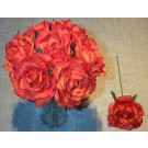 7 Orange Luxury Silk Open Roses