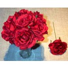 7 Red Luxury Silk Open Roses