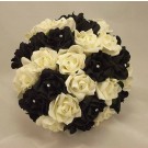 Black & White Rose Diamante Bridal Bouquet