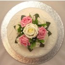 Cream & Pink Rose Luxury Cake Topper