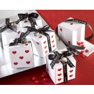 "Lucky in Love" Dice Favour Boxes with Imprinted Ribbon and Heart Charm