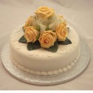 Gold Rose Diamante Organza Cake Topper